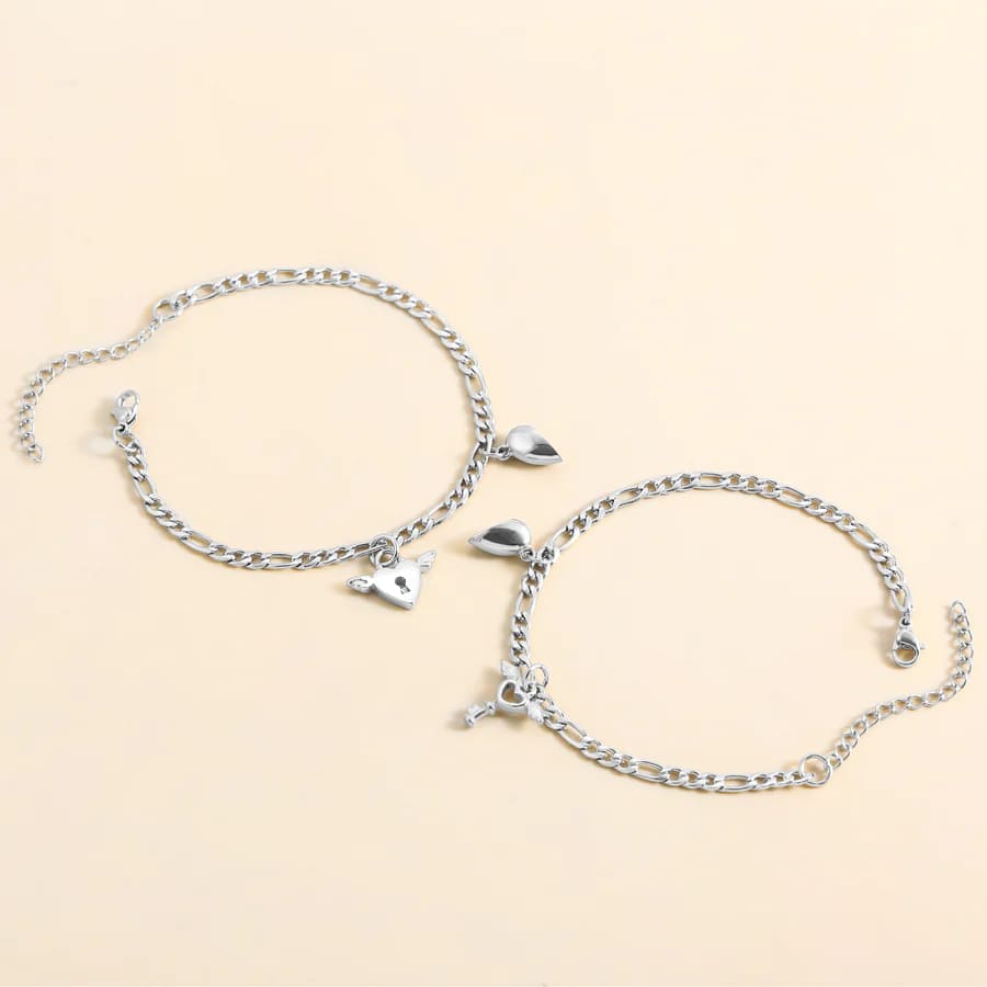 "You're My Heart" Silver Magnetic Bracelets