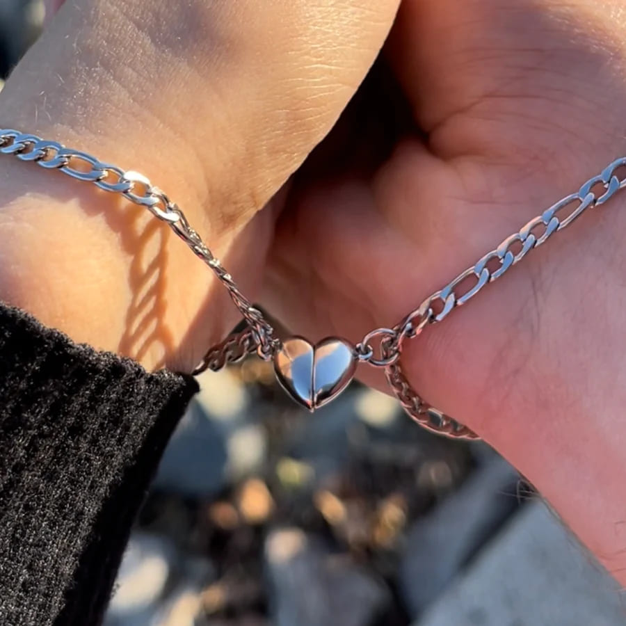 "You're My Heart" Silver Magnetic Bracelets